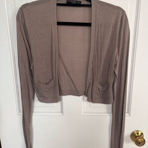 Barbara Bui Taupe Cropped Open-Front Cardigan